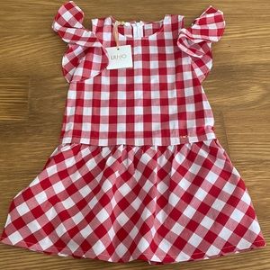 New Liu Jo Girl Red White Cotton Dress Size 6